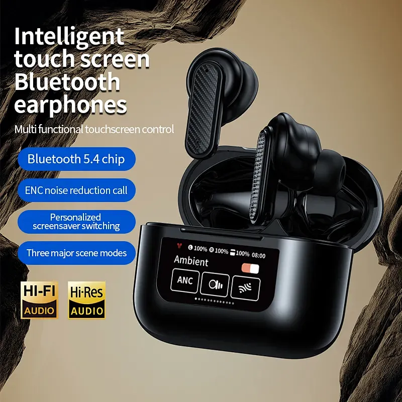 ANC+ENC Bluetooth Earbuds with Touch Screen